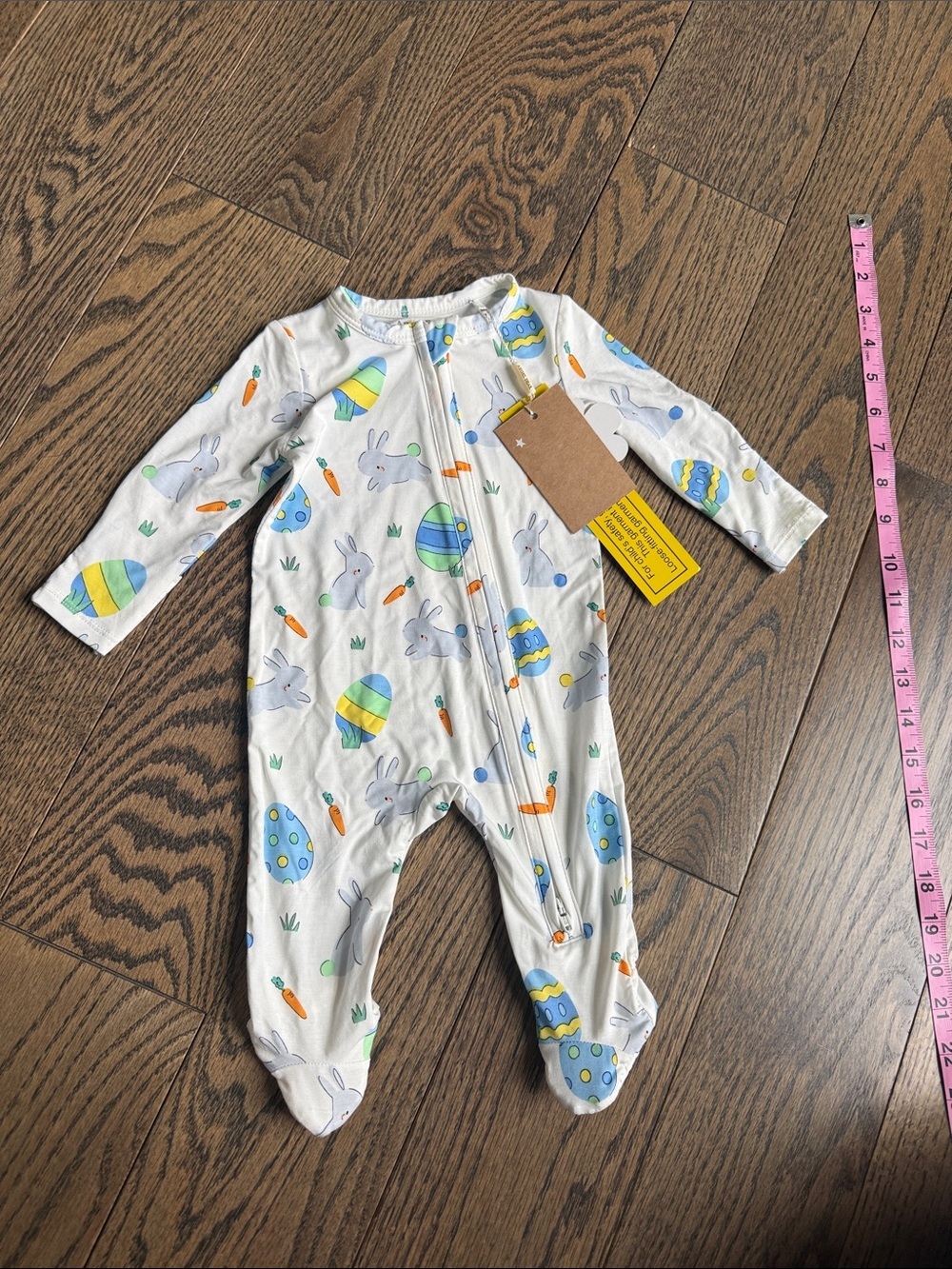 Angel Dear White Footed One-Piece with Blue & Green Easter Print 0-3m nwt bunny